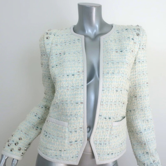 $1875 Barbara Bui TweedLeather &Stud Blazer S/M - Picture 1 of 15